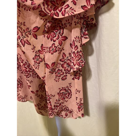 Catherines Womens Blouse 1X 18/20 Semi Sheer Boho Pink Floral Butterfly Sleeve - Picture 11 of 11